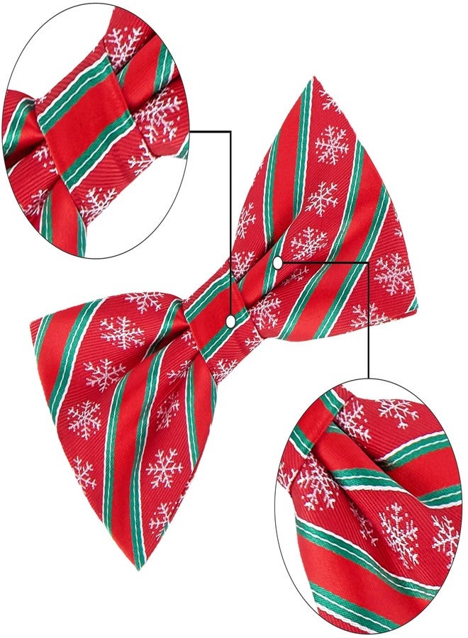 KOOELLE Christmas Bow Tie For Men - Red and Green Holiday BowTie, Christmas Snowflake BowTies - Image 3